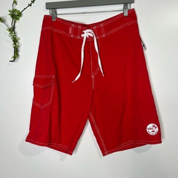 Vans Off The Wall Red Board Shorts Swim Trunks NWT 34 - Picture 1 of 8